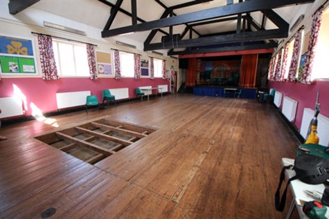 Bromborough Village Institute Hall removing floor3