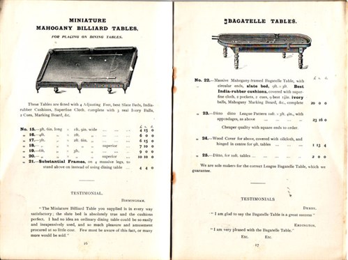 Padmore bagatelle & Small Billiard tables